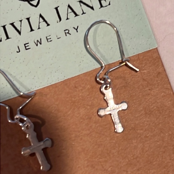 Sterling silver cross earrings —NWT - Picture 2 of 3